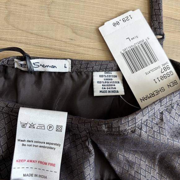 Ben Sherman Charcoal Brown Babydoll Bra‎ Dress L Pleated Skater Tradwife Preppy - Picture 11 of 11